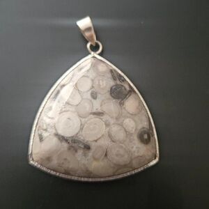 Sterling Silver Ocean Jasper Triangular Pendant 2"